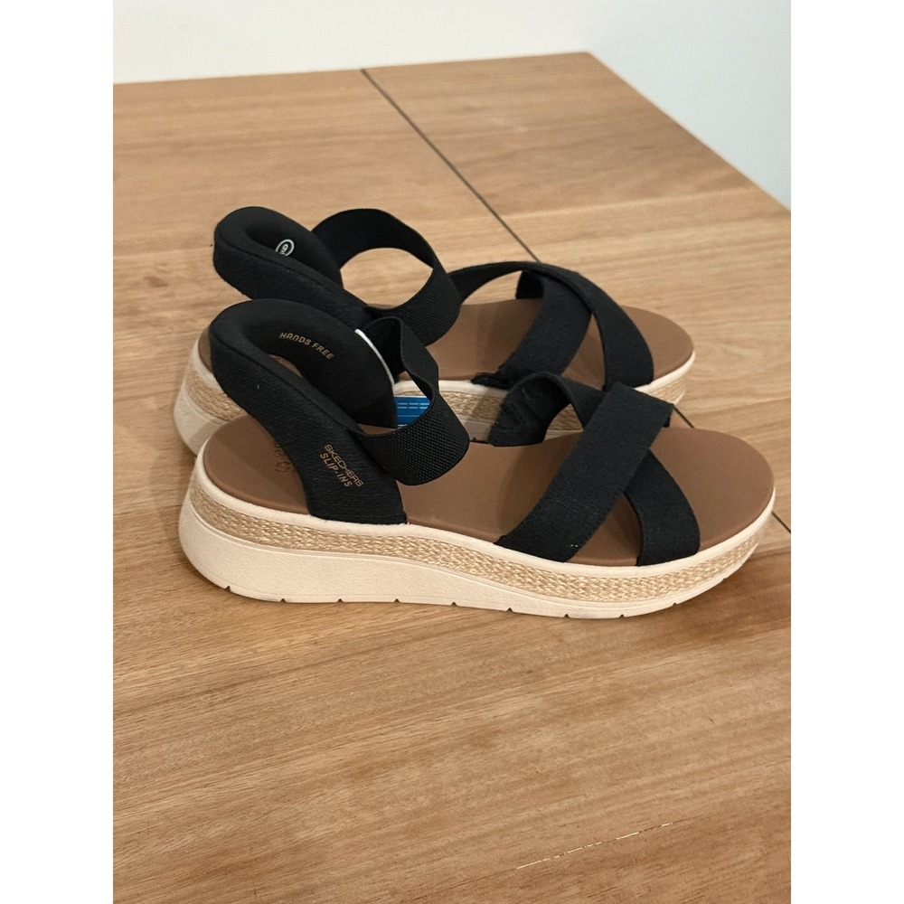Skechers BOBS Slip-ins Slip On Sandals Womens 9 Wide Black Platform Espadrille